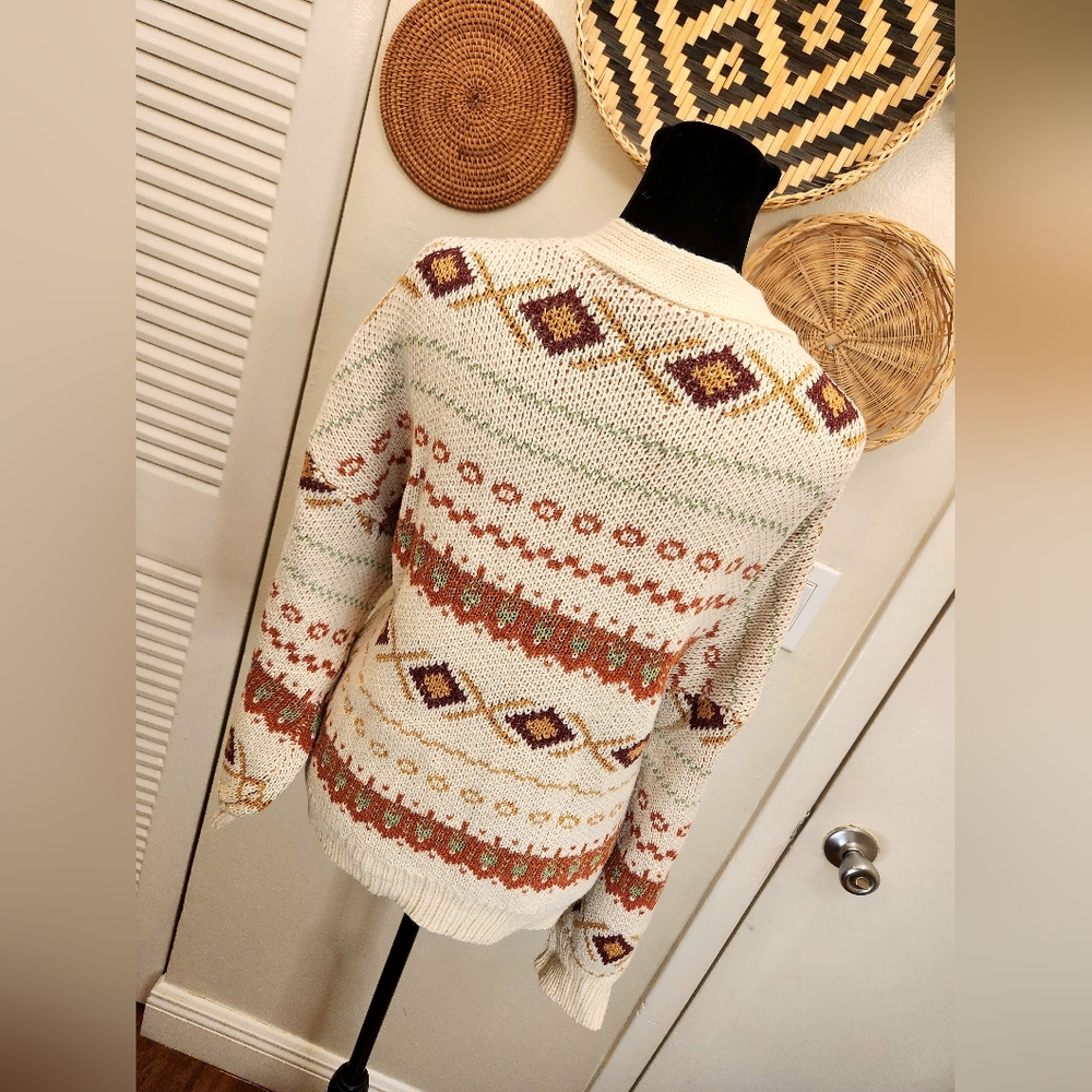 Soft And Cozy Cream V-Neck Button Up Knitted Sweater - Picture 10 of 10